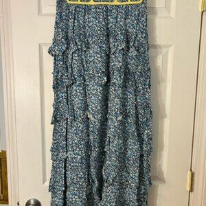 Slate maxi skirt, ruffled, 35" long, size L